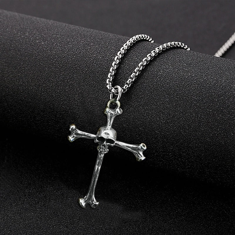 Wholesale Skull Personality Cross Religious Belief Punk Hip-hop Style Ghost Skull Necklaces
